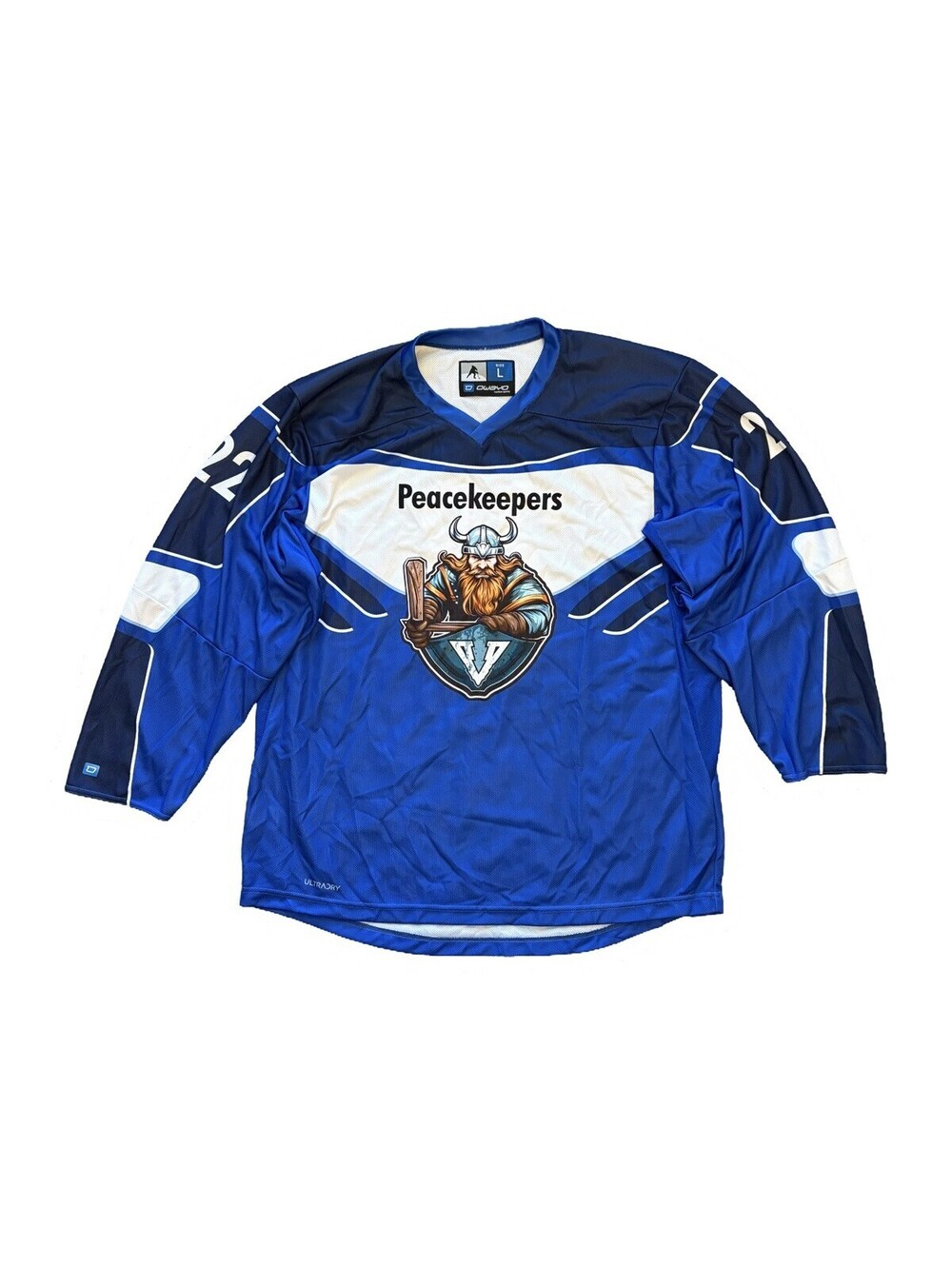 Owayo Hockey Jersey Peacekeepers White Blue Men's Size Large #22